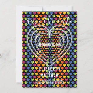 Convite Corações de Chuva de Cores Minimalista Elegante