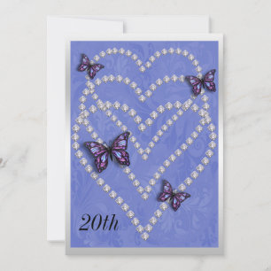 Convite Corações de Diamante & Borboletas 20º Aniversário