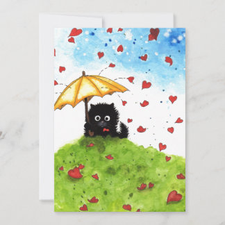 Convite Corações De Gato De Guarda-Chuva Por Bihrle