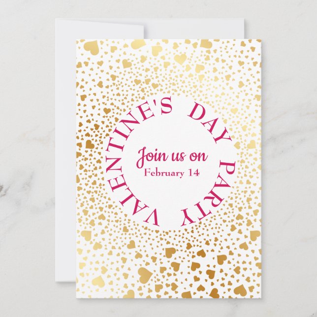 Convite Corações Dourados Circulam 2 Partido do Namorados  (Frente)