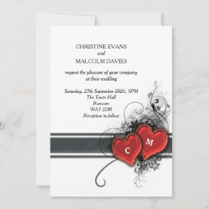 Convite Corações e Rolos