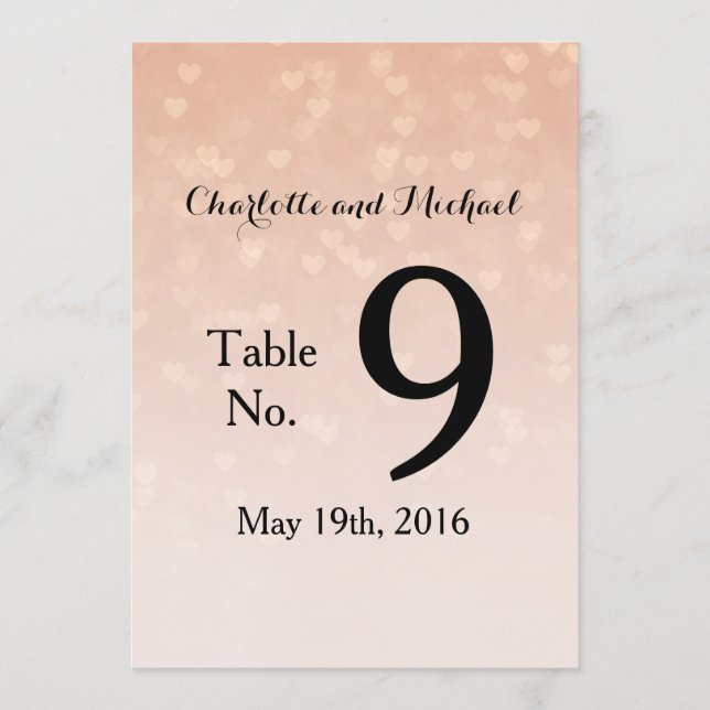 Convite Corações Espalhados Poeira Rosa com Degradê (Frente)