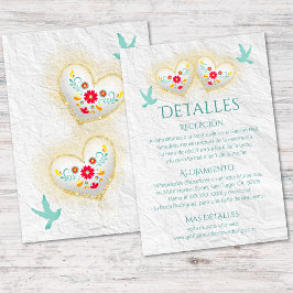Convite Corações Espanhóis Flores Pombas Casamento Mexican