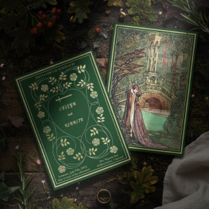 Convite Corações Florais Dourados Medievais e Casamento co