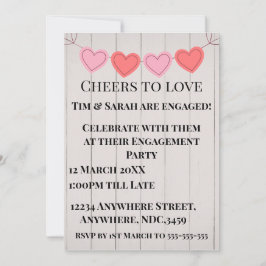 Convite Corações Lindos em Fundo de Madeira Branco