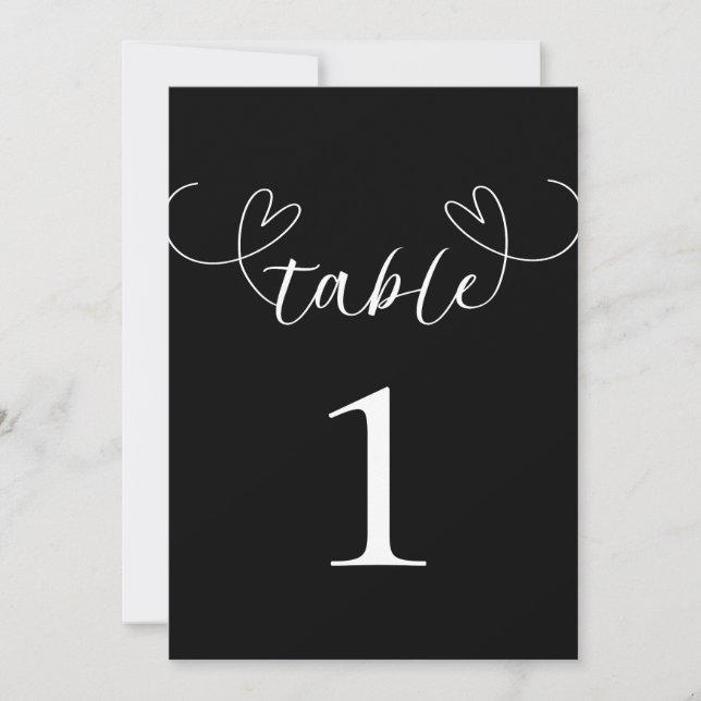 Convite Corações Modernos Número de Mesa de Casamento Pret (Frente)