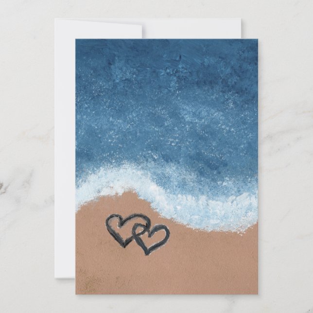Convite Corações na Areia (Frente)