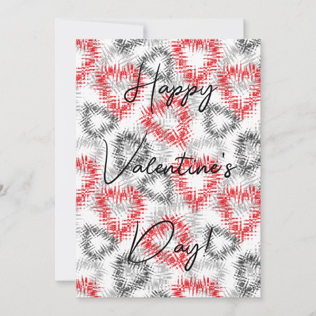 Convite Corações partidos em vermelho e cinza em branco (Frente)