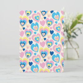 Convite Corações Pastel.