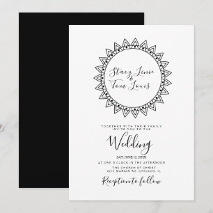 Convite Corações Quadro Circular Preto Branco Casamento