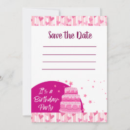 Convite Corações Rosa com Bolo