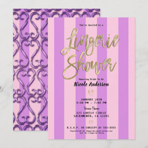 Convite Corações Torcidos Rosa Roxo Lingerie Chic Banho 