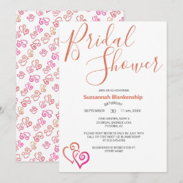 Convite Corações Vinculados a Laranja Cor-de-Rosa Modelo C