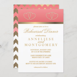 Convite Corais e Corações Dourados - Janto de ensaio