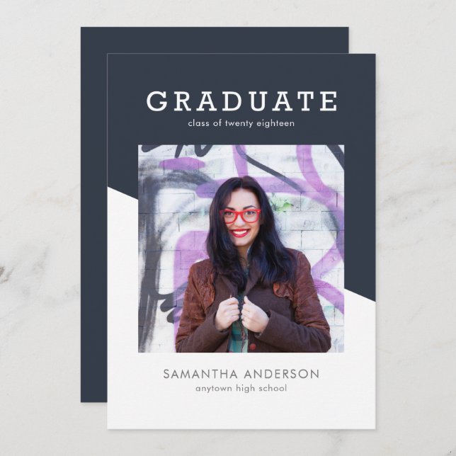 Convite corajoso da graduação da cor (Frente/Verso)