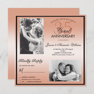Convite Coral 35ª Foto Dupla do Aniversário de Casamento