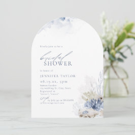 Convite Coral azul e conchas marinhas Chá de panela de pra