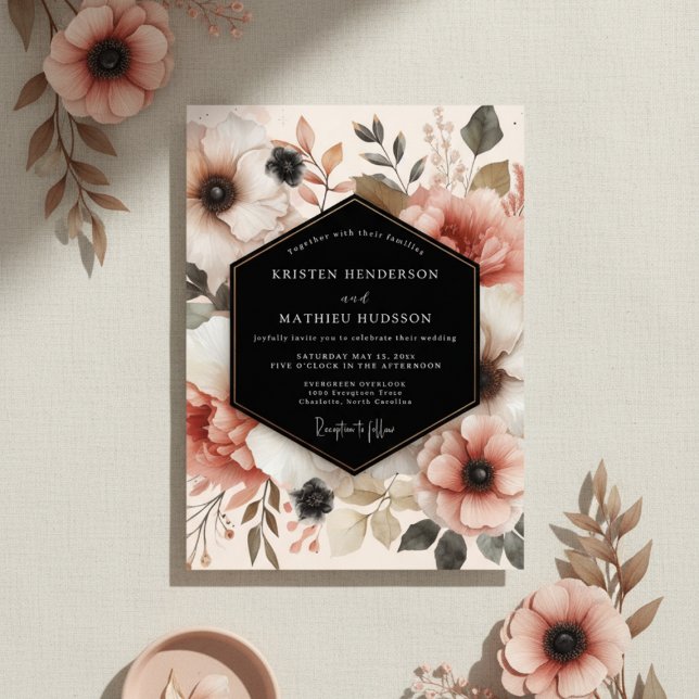 Convite Coral Bloom Ethereal Wedding (Criador carregado)