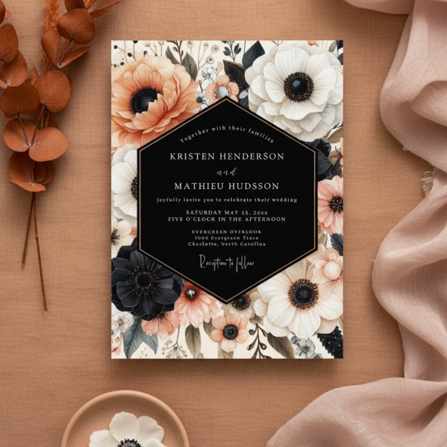 Convite Coral Bloom Opulent Wedding (Criador carregado)