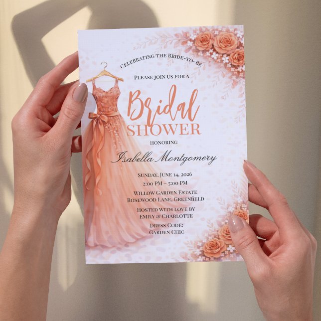Convite Coral Bridesmaid Dress Bridal Shower (Coral Bridesmaid Dress Bridal Shower Invitations
)