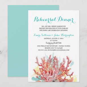 Convite Coral Colorido Coral - Cor de água  Janto de ensa