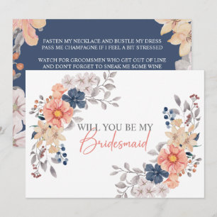 Convite Coral de Primavera Navy Floral Você Será Minha Dam