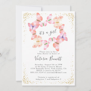 Convite Coral Dourado É um Chá de fraldas