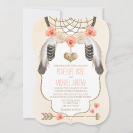 Convite Coral e Casamento Dourado de Dreamcatcher