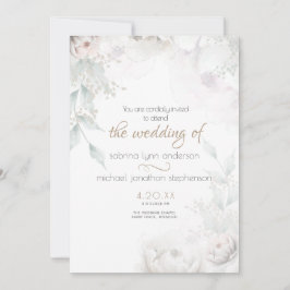 Convite Coral Esmagado Elegante E Pedaços Brancos