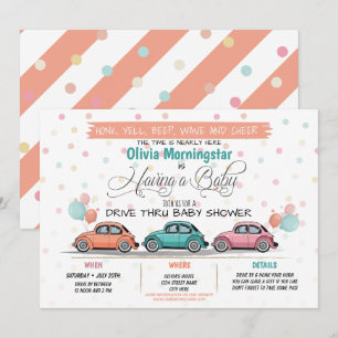 Convite Coral Festivo Por Chá de fraldas