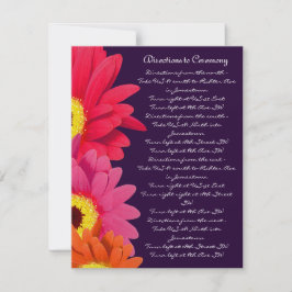 Convite Coral Fuchsia EggPlant Gerber Daisy Direction Card