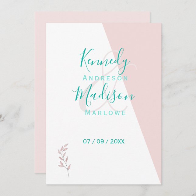 Convite Coral Geométrico (Frente/Verso)