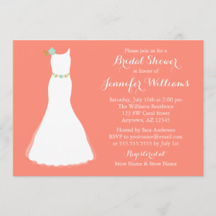 Convite Coral Mint Floral Wedding Chá de panela