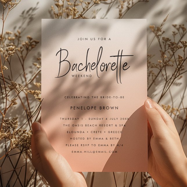 Convite Coral Ombre | Bachelorette Weekend Peach (Criador carregado)