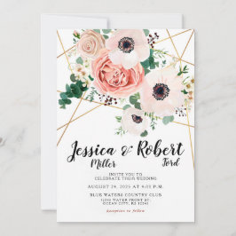 Convite Coral Pink Flowers Nomes Legais De Casamento