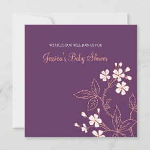 Convite Coral Plum Floral Personalizado Para Bebês Convit