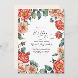 Convite Coral Rose, Apricot Blush, and Soft Mint Wedding