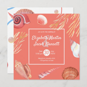 Convite Coral & Seashells Beach Tudo em Um Casamento