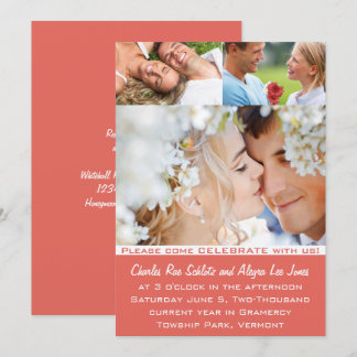Convite Coral suas convidações de casamento de fotos