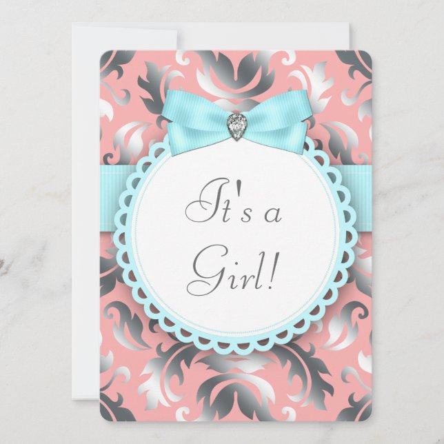 Convite Coral Teal Blue e Cinza Chá (Frente)