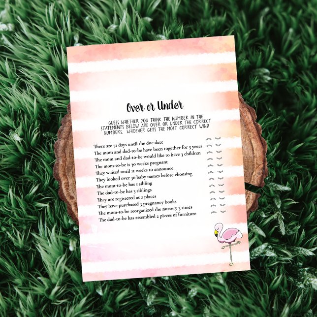 Convite Coral Tirado Flamingo Sob Jogo De Chá de fraldas (Criador carregado)