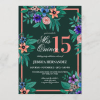 Coral Verde da Selva Caqueira Floral Quinceañera