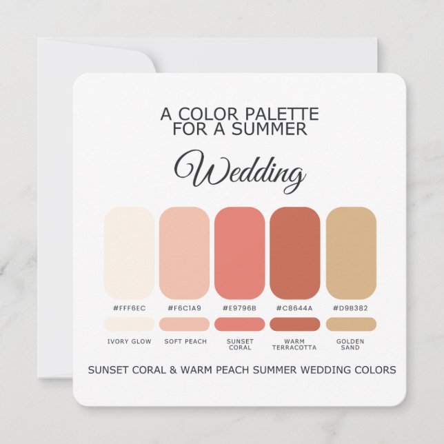 Convite Coral Warm Peach Summer Wedding Palette 2026 Card (Frente)