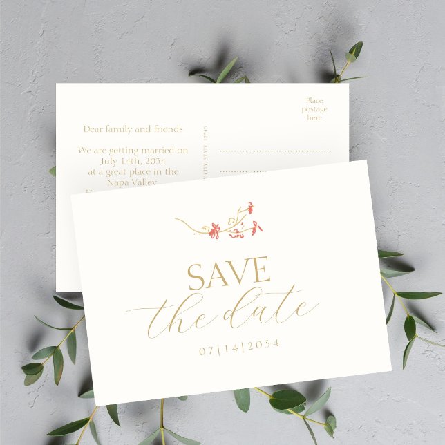 Convite Coral Wildflower & Ivory Floral Salvar Data (Criador carregado)