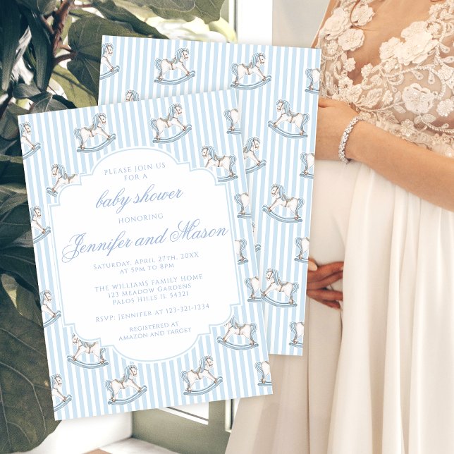 Convite Corante azul-bonito, chá de bebê estilizado (Criador carregado)