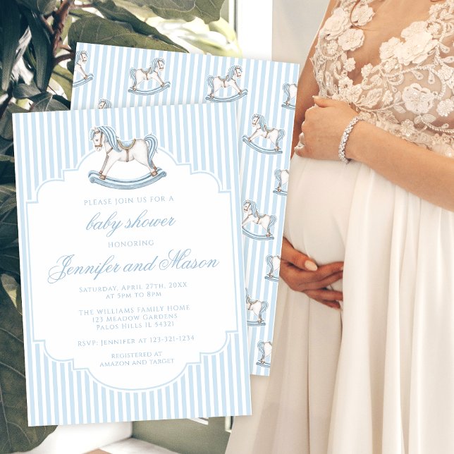 Convite Corante azul-bonito, chá de bebê estilizado (Criador carregado)