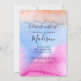 Convite Corante azul cor-de-rosa