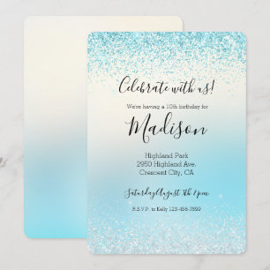 Convite Corante Colar de Ombre Azul Aqua Brilhante