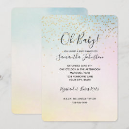 Convite Corante Dourado Confetti Amarelo Amarelo Unicorn A