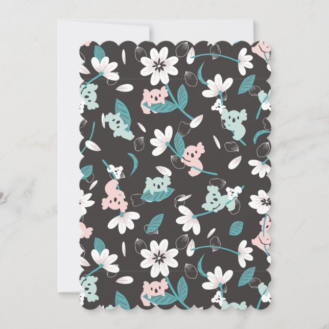 Convite Corante Koala Pattern Cute Animal e Floral (Frente)